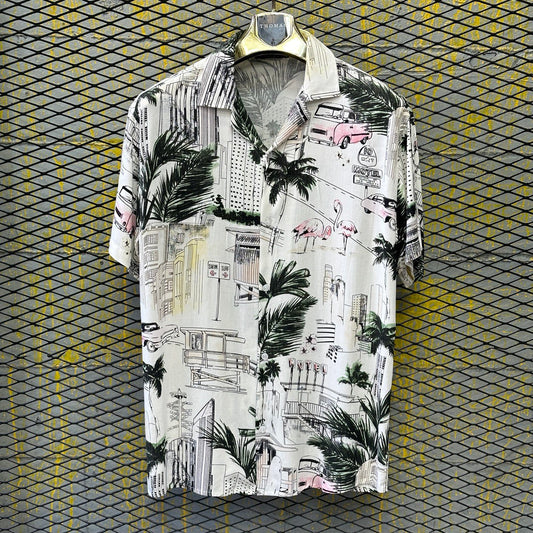 Hawaiihemd für Herren Hemd mit Blumenmuster in schwarz und weiss geschenkideen für männer ausgefallene hemden tonymontana hemden sommer outfit mit muster jack & jones asos fashion shirt for men miami style